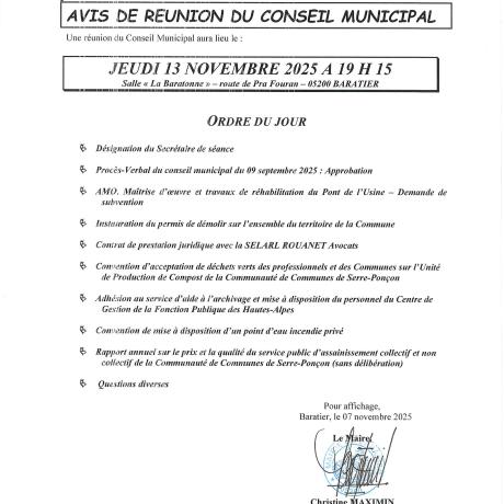 Avis Réunion Conseil Municipal