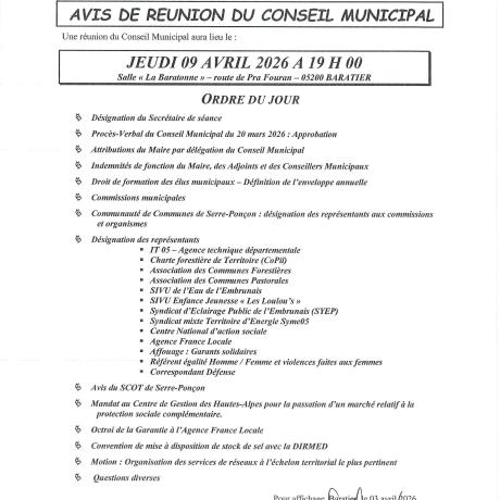 Avis Réunion Conseil Municipal