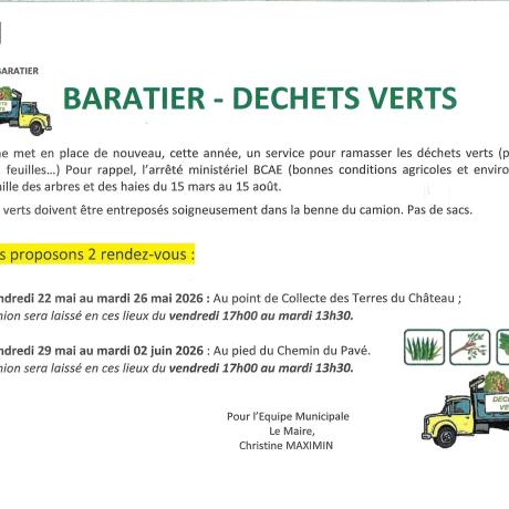 Baratier - Déchets verts printemps 2026