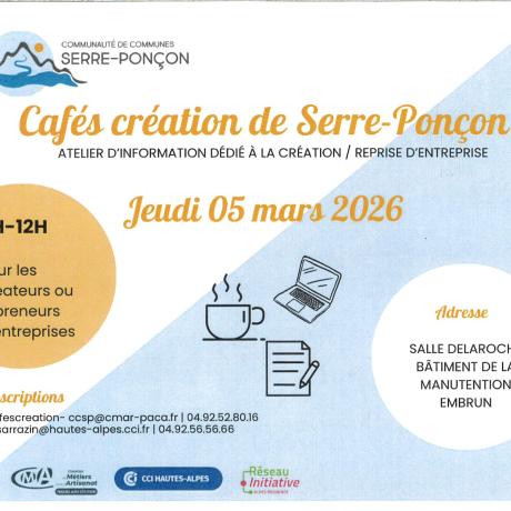 Cafés Création de Serre-Ponçon - Atelier d'information dédié à la création  reprise d'entreprise