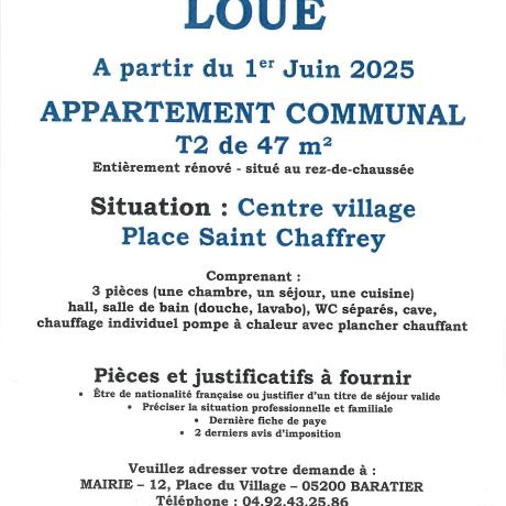 Location d'un logement communal T2