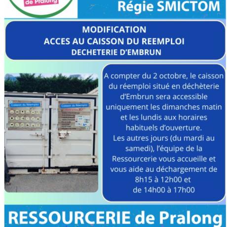 Modification accès au caisson du réemploi - déchèterie d'Embrun