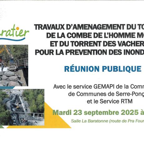 Réunion publique Travaux d'aménagement pour la prévention des inondations