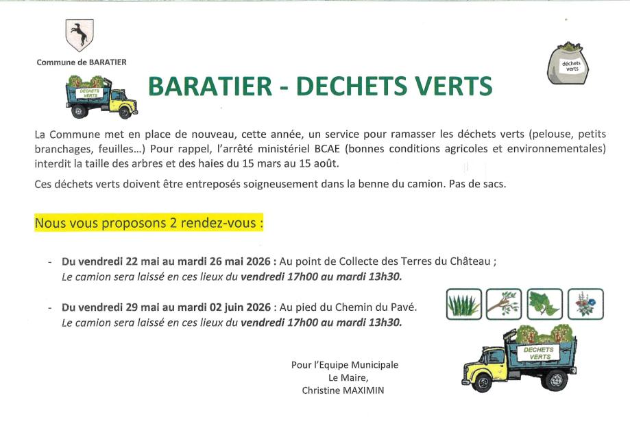 Baratier - Déchets verts printemps 2026