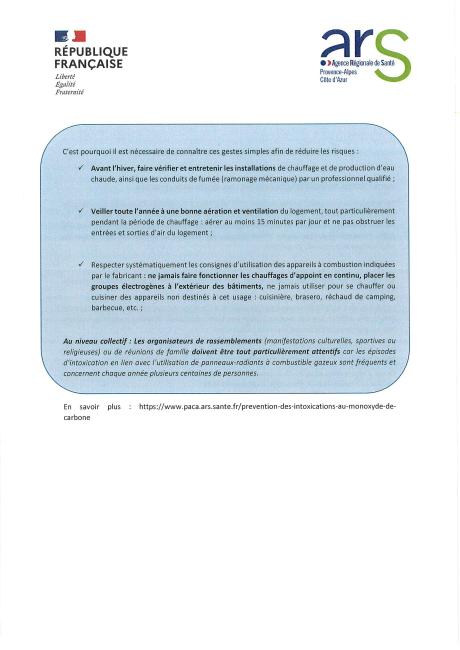 Prévention intoxication au monoxyde de carbone