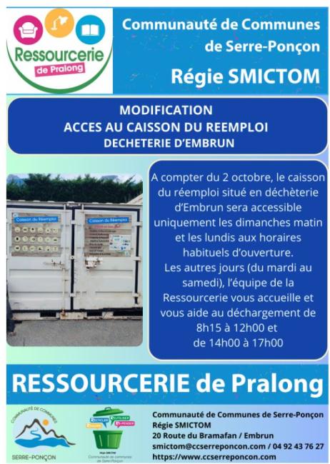 Modification accès au caisson du réemploi - déchèterie d'Embrun