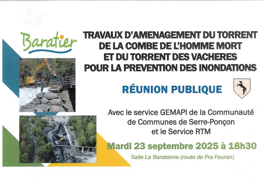 Réunion publique Travaux d'aménagement pour la prévention des inondations